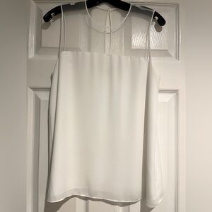 Aritzia Babaton Sleeveless Mesh Blouse in White M